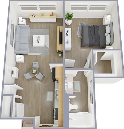 1 Bedroom, 1 Bathroom 1 Bedroom, 1 Bathroom
