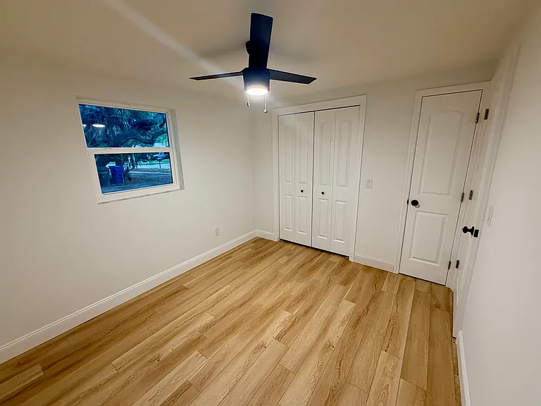 Bedroom 1 - two closets; plantation shutter for the window to be installed this week.