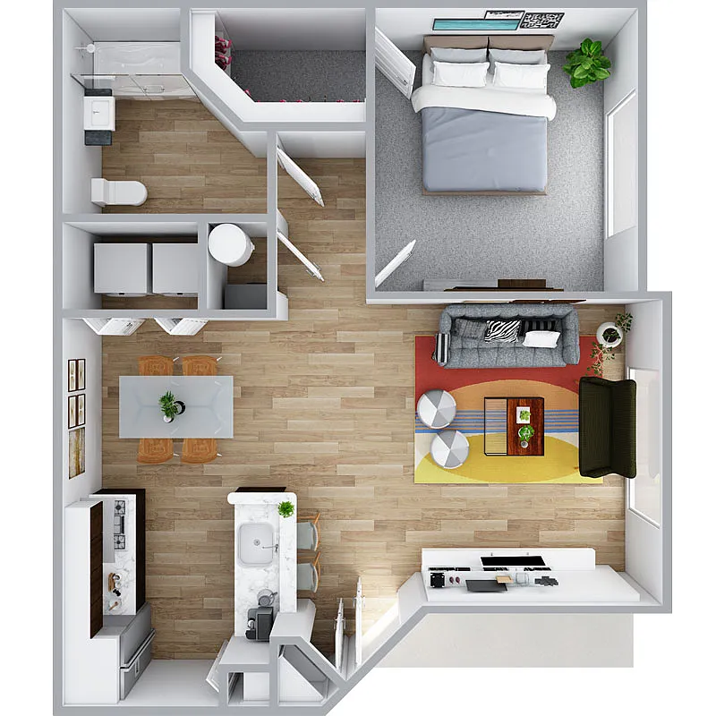 Floor plan One Bed/One Bath - 30% AMI