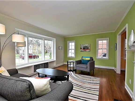 Family room facing the window seating nook