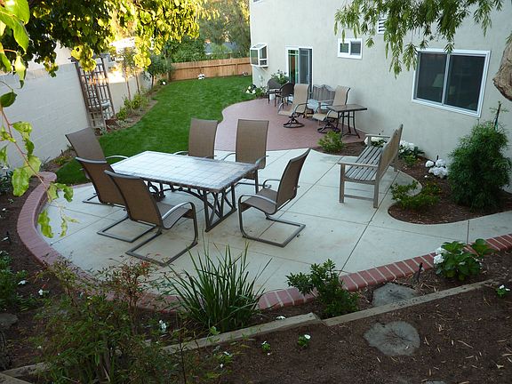 Shady patio and yard
