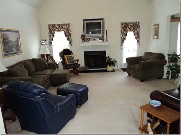 Cathedral ceilings in den