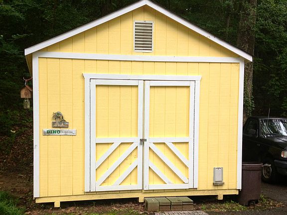 wooden shed with electric