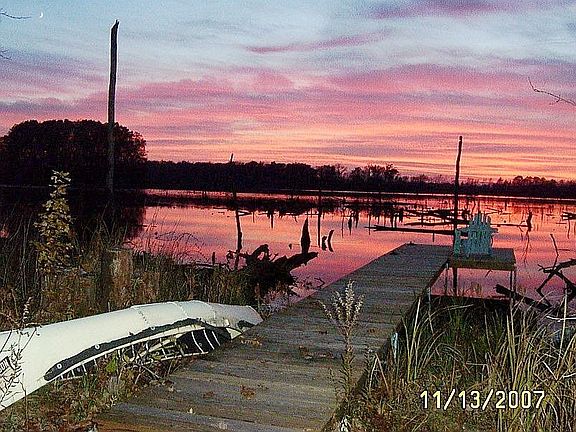 150-acre pond at sunset