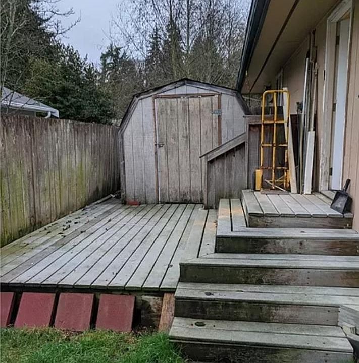 Deck with shed for storage