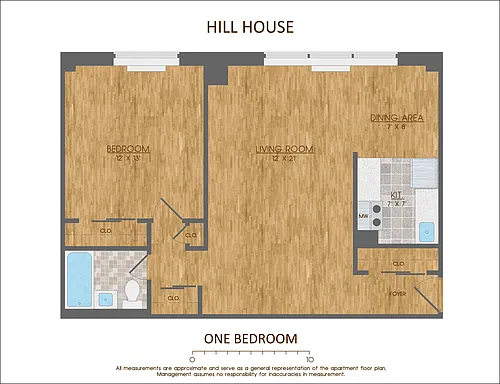 Floor plan 1Bedroom Corner West