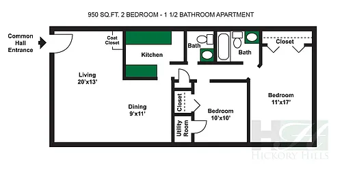 Floor plan 2 Bedrooms 1.5 Baths