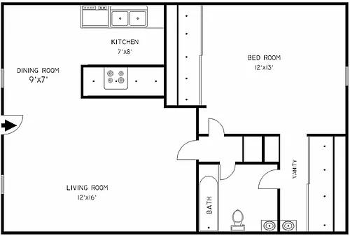 Floor plan One Bedroom Deluxe