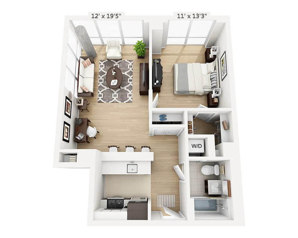 Floor plan One Bedroom (A1F-795)