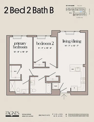 Floor plan 2 Bed 2 Bath B