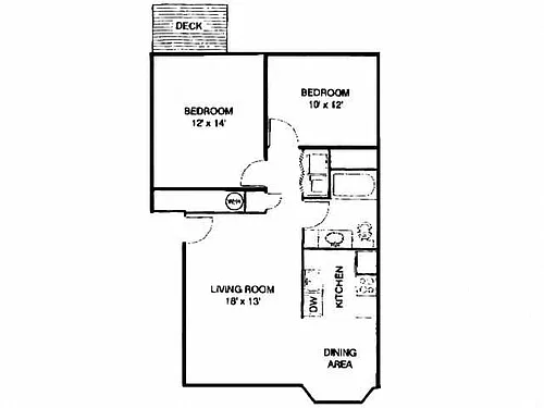 Floor plan 2 Bedroom / 1.0 Bath