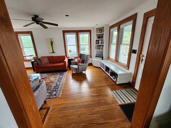 View from the dining room into the living room