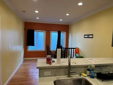 view from kitchen to living room