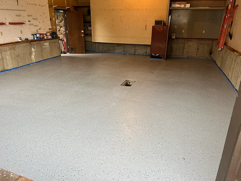 Epoxy sealed oversized garage