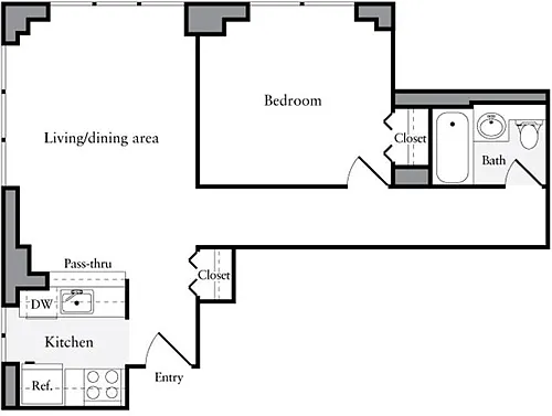 Floor plan 1 Bedroom D1