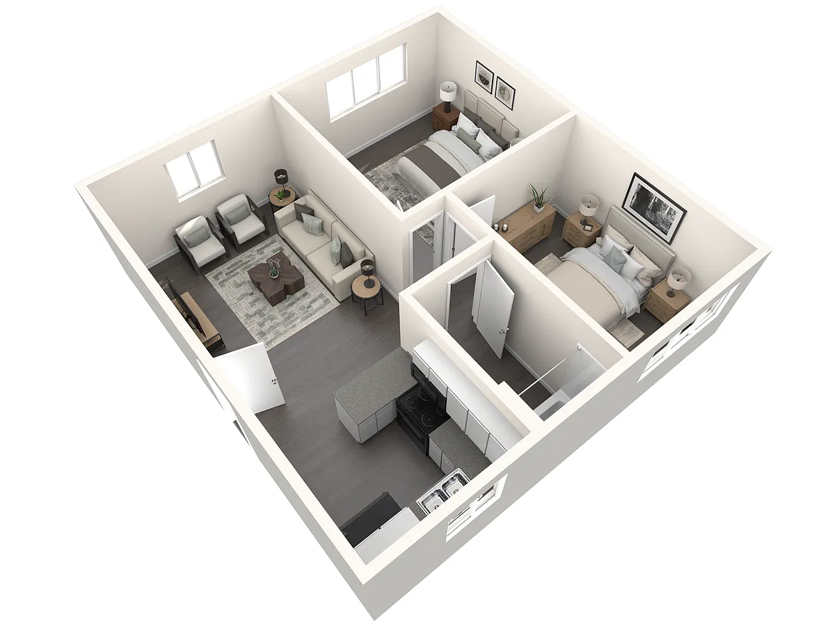 Floor plan 2 Bedroom 1 Bathroom