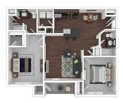 Floor plan 2 Bedroom 2 Bath Classic