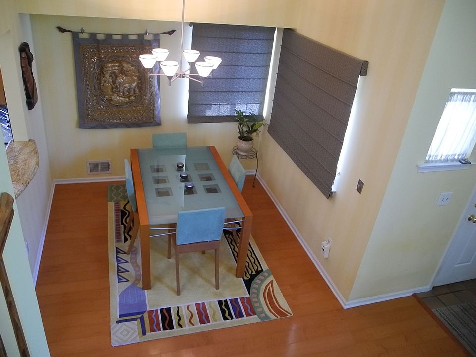 Hardwood floor, custom window treatment