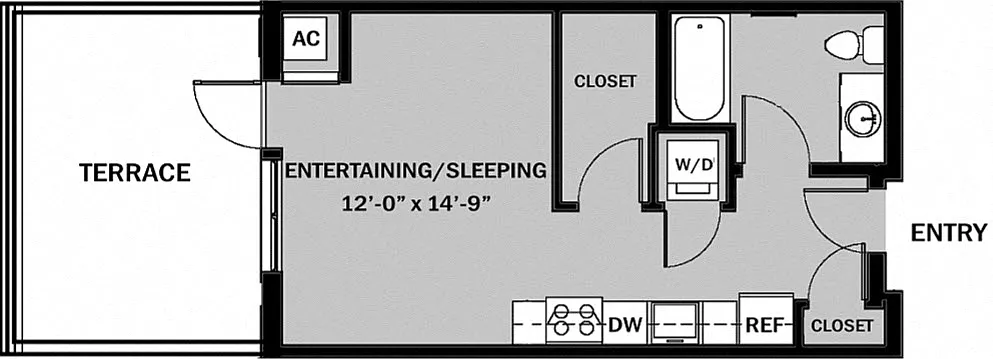 Floor plan Studio 1 Bath A5