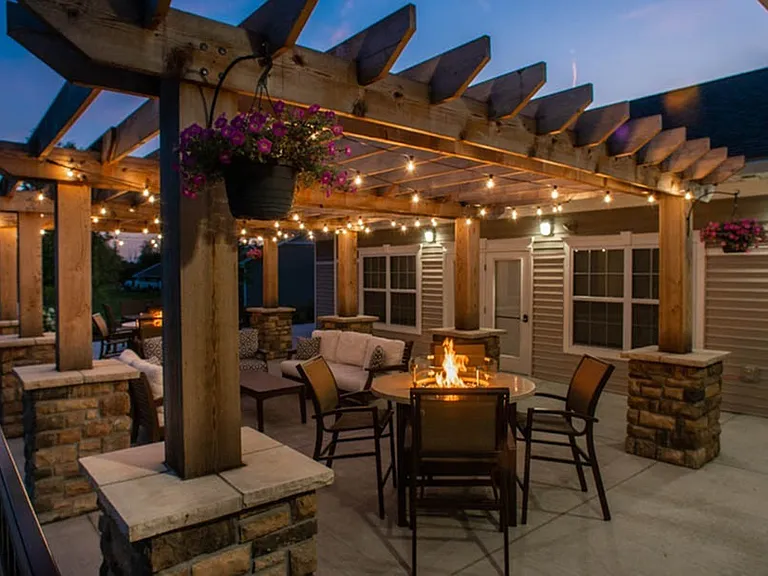 A softly lit outdoor space perfect for winding down.