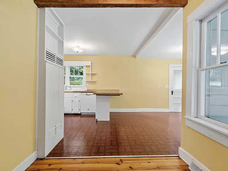 View from living room to kitchen.