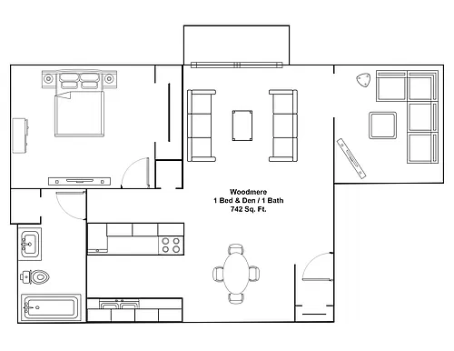 Floor plan 1 Bedroom plus Den