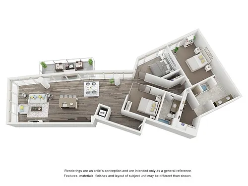 Floor plan 3 Bed 2 Bath D2