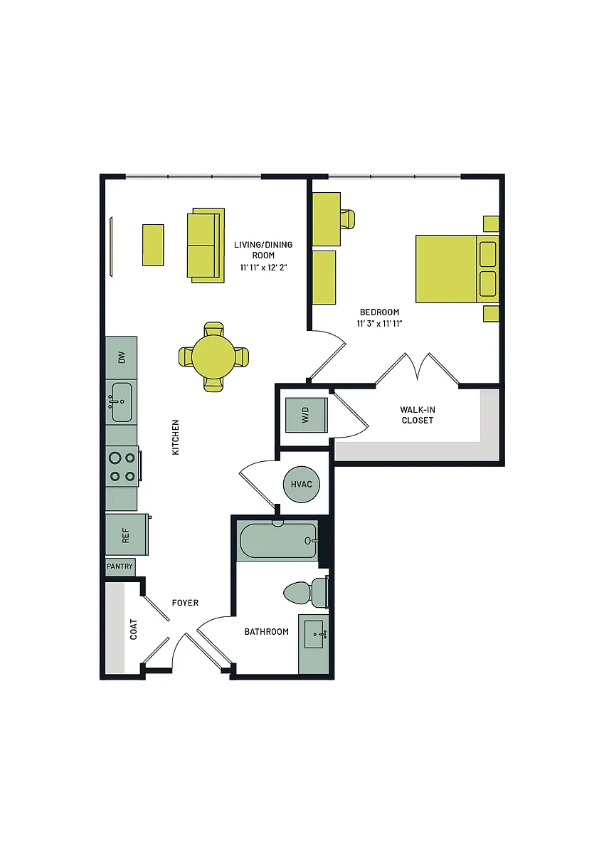 Floor plan 1 Bedroom, Tier 12