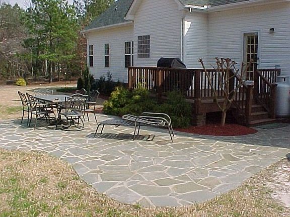 flag stone patio and huge deck