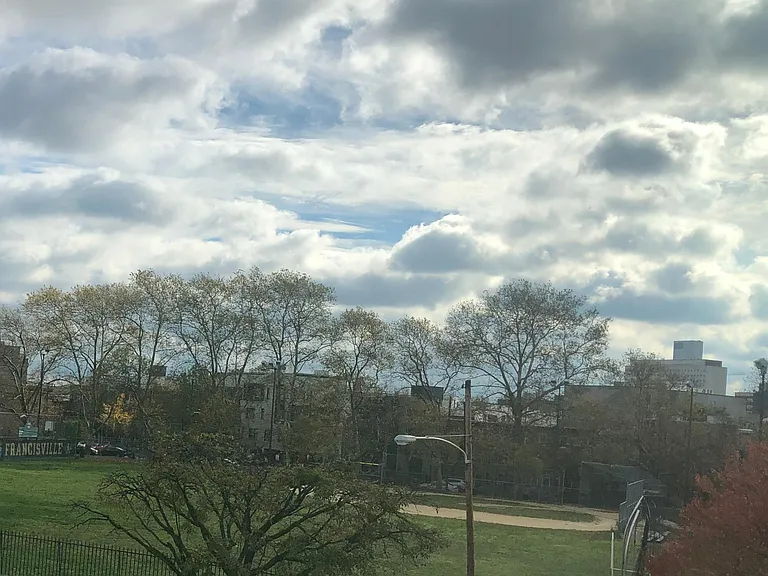 Very nice greenish view of the park from the roof top or window. This unit has the best location.