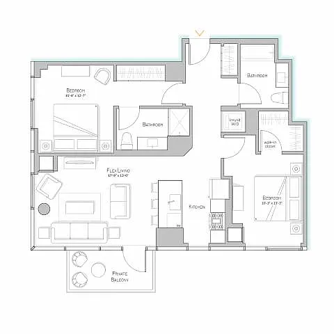 Floor plan Tier 06 - 1,080 SF