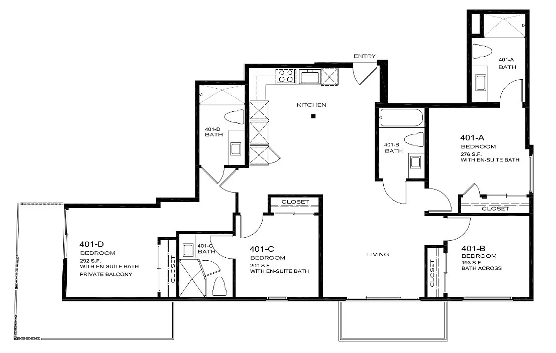 Floor plan GrandSuite 4 Bedroom