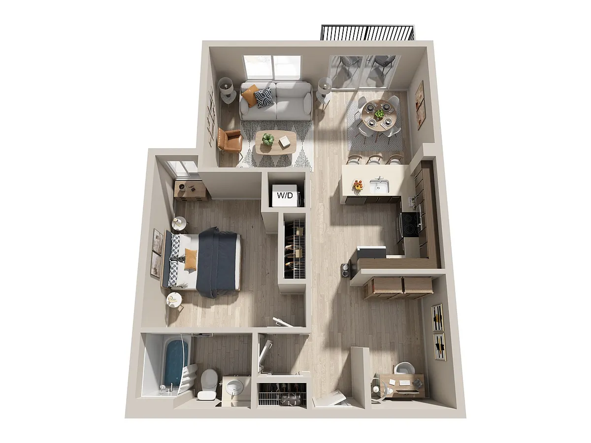 Floor plan 1bd 1ba Den C