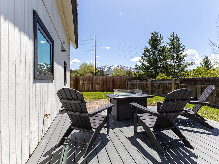 Back patio with gas fireplace