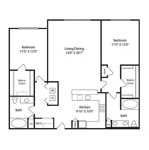 Floor plan 2Bed/ 2Bath I