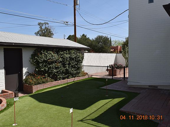 Rear yard and detached garage