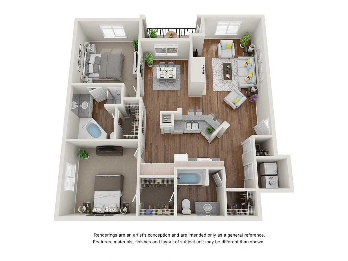 Floor plan 2 Bed 2 Bath King Lewis