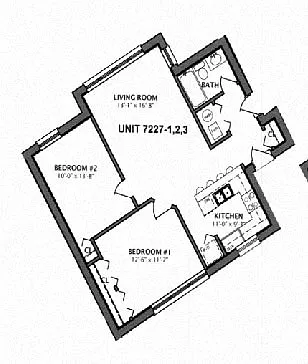 Floor plan 2 Bedroom | 1 Bath (C12)