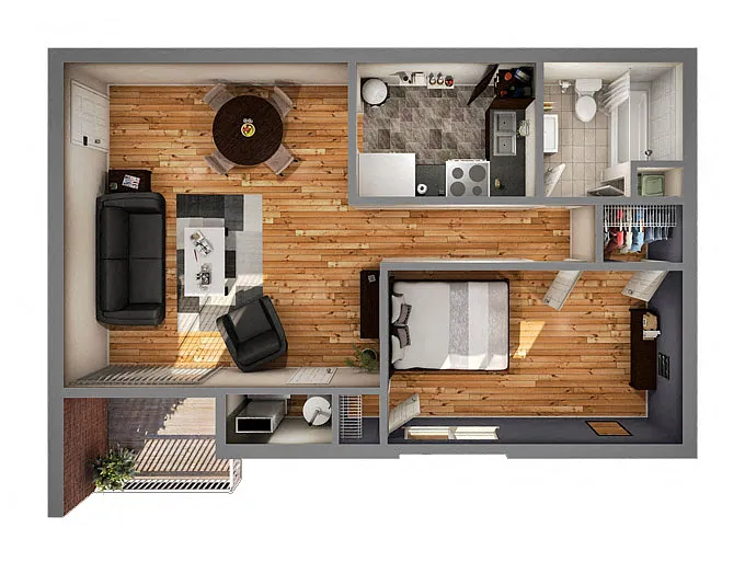 Floor plan Phase I One Bedroom