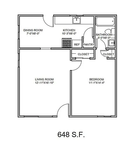 Floor plan 1x1C