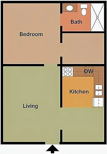 Floor plan One Bedroom Second Floor End Unit
