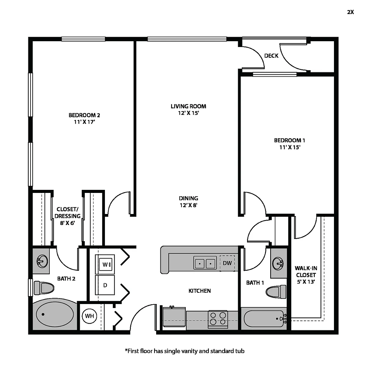 Floor plan Two Bed Exterior