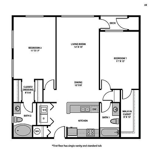 Floor plan Two Bed Exterior