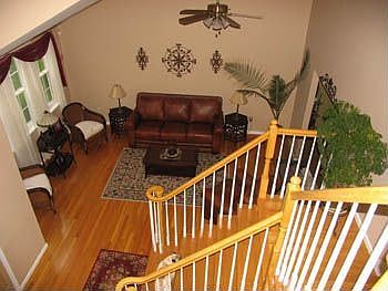 View down to living room