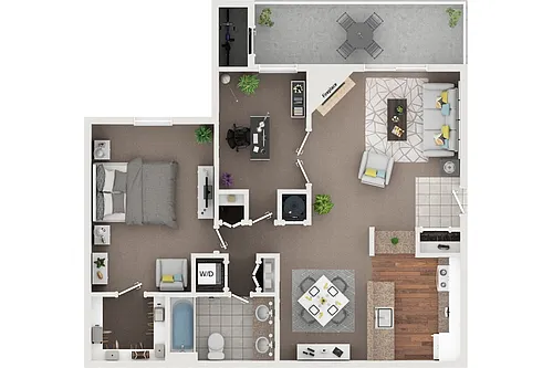 Floor plan Newfield 1 Bedroom 1 Bath Den