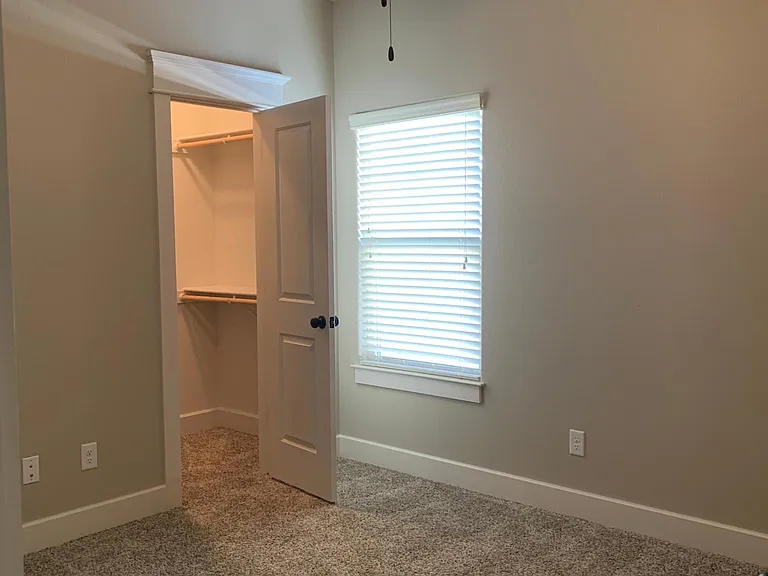 Bdrm on left side of house with walk-in closet