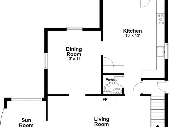 1st Floor Layout. There is a lovely Deck off of the Screened Porch (to the Left in this Picture).