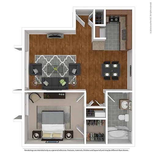 Floor plan Large 1 Bed 1 Bath