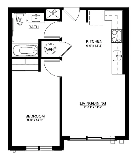 Floor plan 1 Bedroom Type B