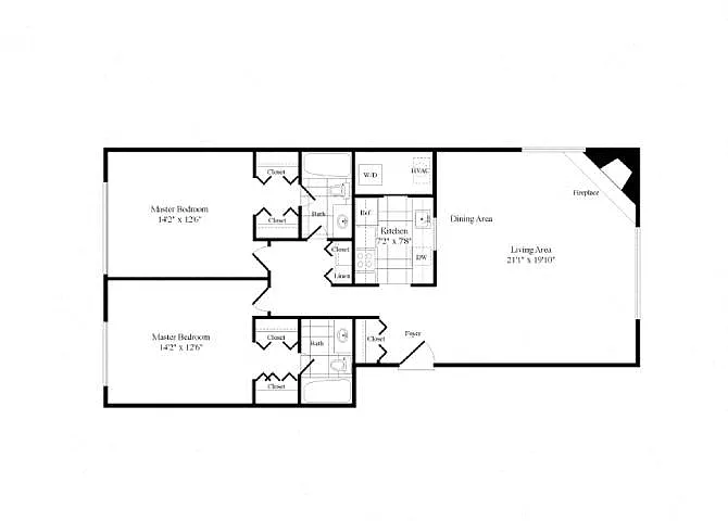 Floor plan 2 Bed | 2 Bath -B2E